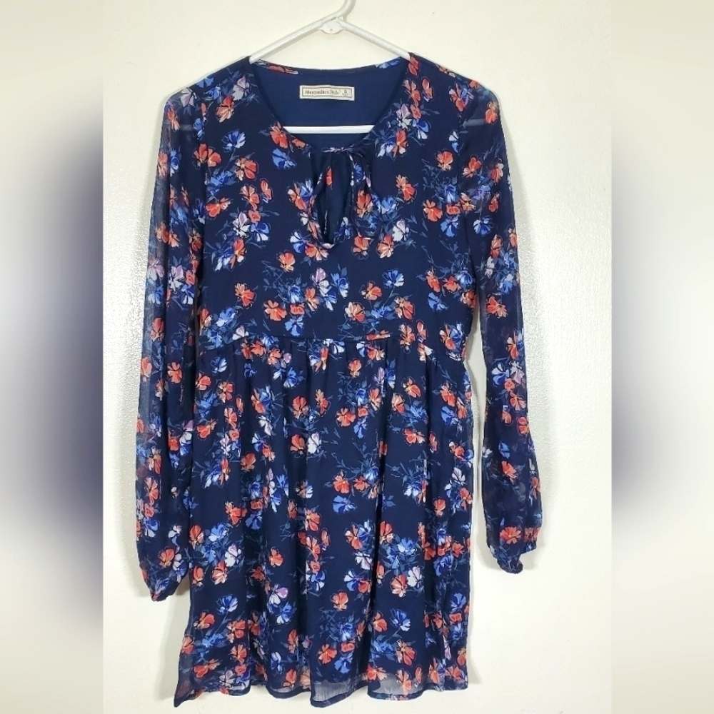 Abercrombie & Fitch Fitted Dress Floral Sheer Romantic Peephole Size Small